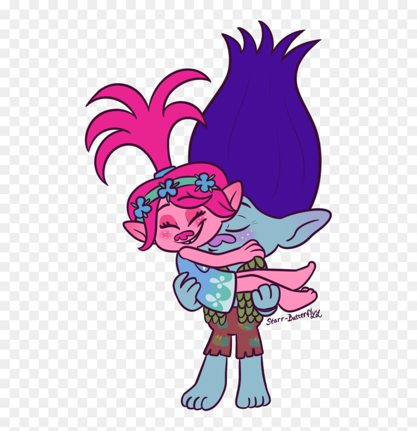 Trolls Drawing Clip Art - Trolls Holiday Branch And Poppy Kiss, HD Png Download - trolls clipart png