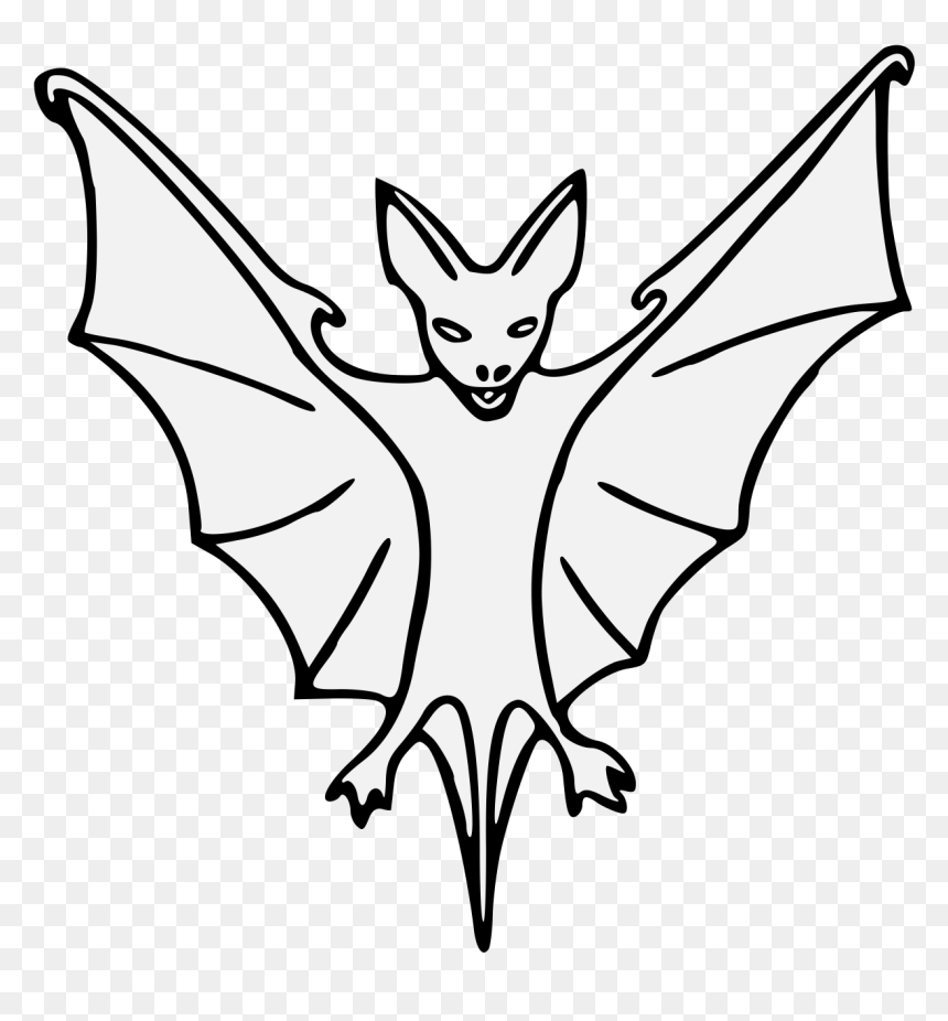 Clipart Bat Colouring - Bat Heraldry Traceable Art, HD Png Download - bat wing png