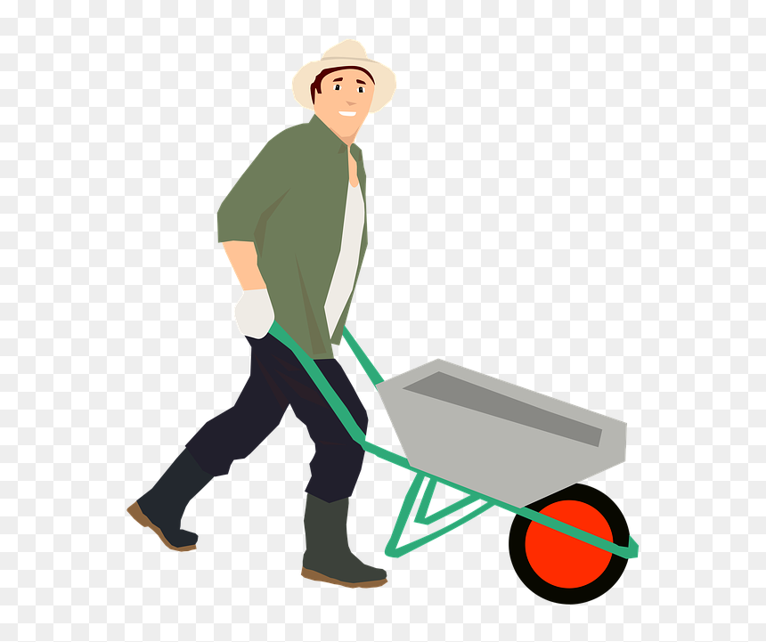 Farmer, Wheelbarrow, Vegetable, Pushing, Bib Overalls - Wheelbarrow Olympics, HD Png Download - overalls png