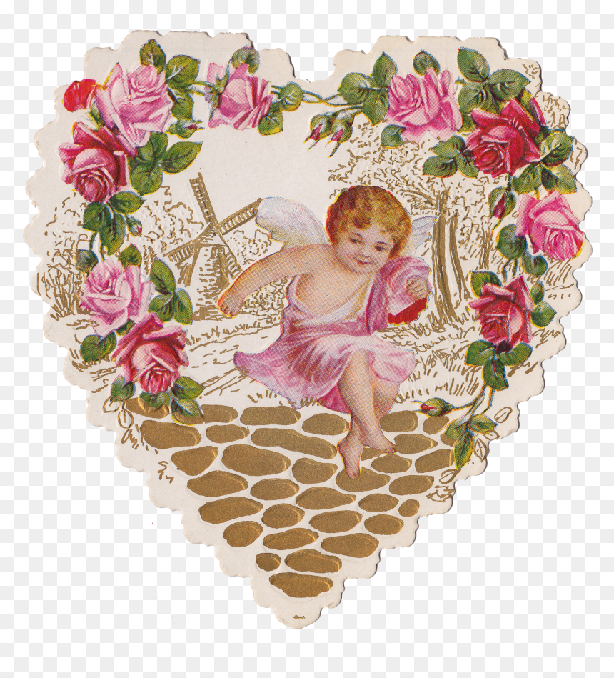 Diecutheartcherub Wingsofwhimsy - Flower Frame No Background, HD Png Download - rose heart png