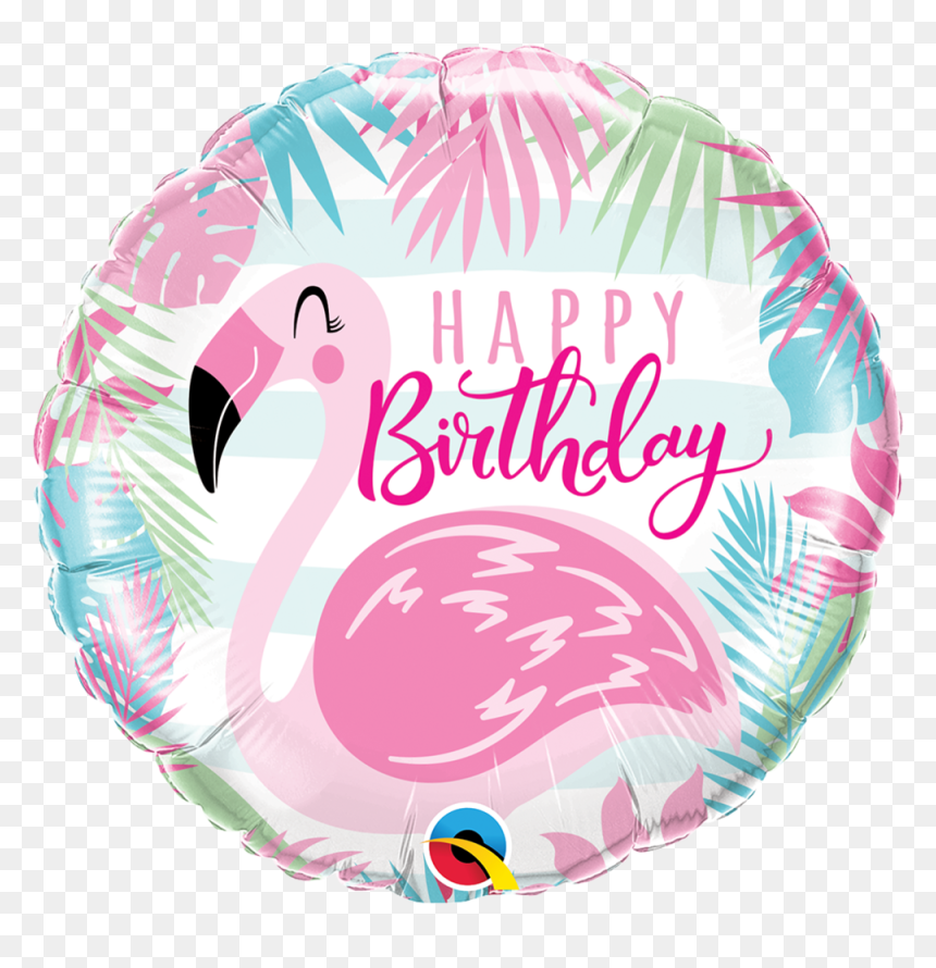 Balloon Foil Happy Birthday Flamingo Qualatex, HD Png Download - pink flamingo png