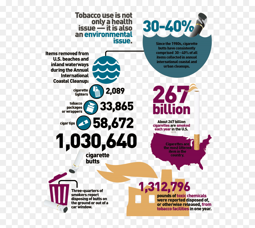 Infographic - Smoking And The Environment, HD Png Download - cigarette butt png