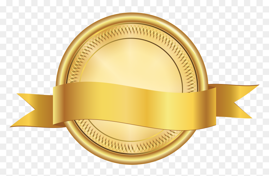 With Banner Png Clip - Gold Seal Png, Transparent Png - gold badge png