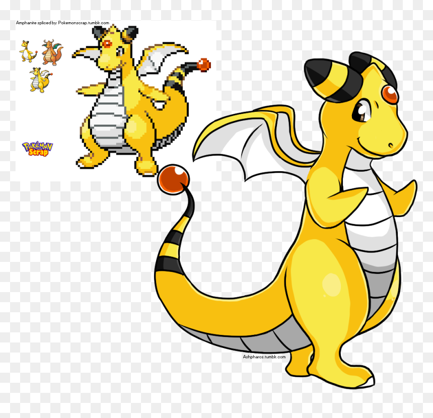“ Ampharos X Dragonite Amphanite Spliced By - Cartoon, HD Png Download - ampharos png
