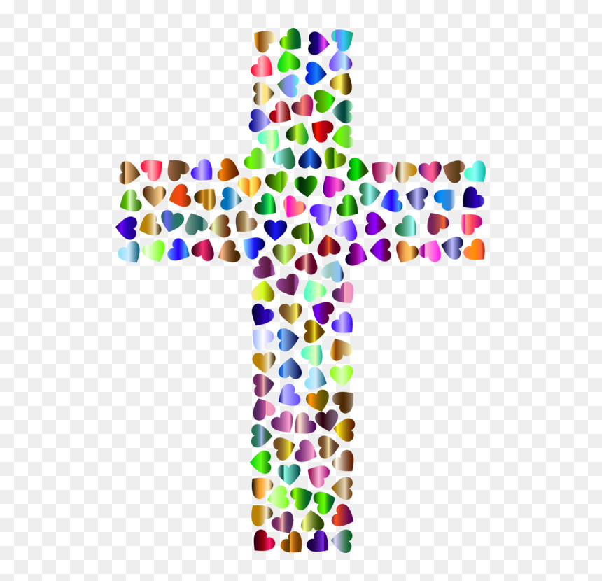 Petal,symmetry,symbol - Clip Art Colorful Cross, HD Png Download - christianity symbol png