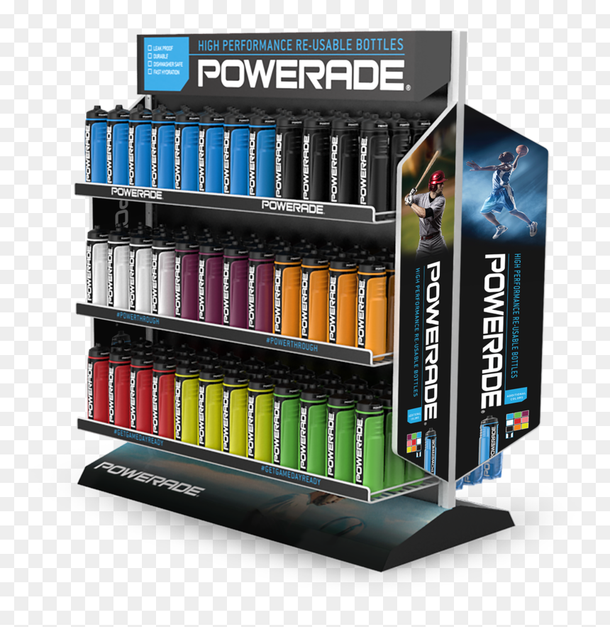 2016 03 14 Powerade Floor Display Shelf Side 002 R4 - Shelf, HD Png Download - powerade png