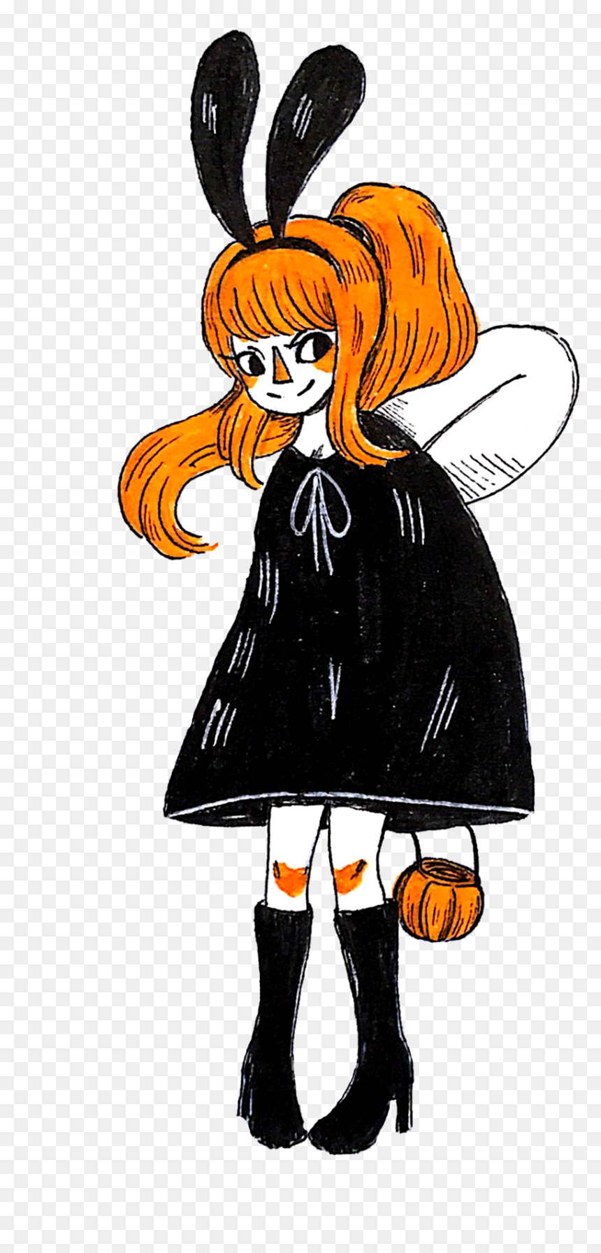 Be A Sexy Handsome-kneed, Poncho Wearing Moth Bunny - Drawing Of Girl Wearing Poncho, HD Png Download - sexy witch png