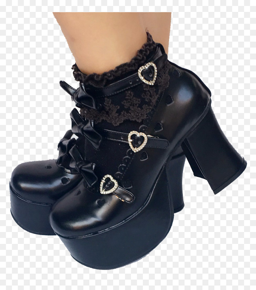 Heart Buckle Lolita Boots - Motorcycle Boot, HD Png Download - gothic heart png