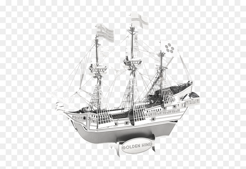 Metal Earth Ships - Drawing Golden Hind Ship, HD Png Download - golden globe png