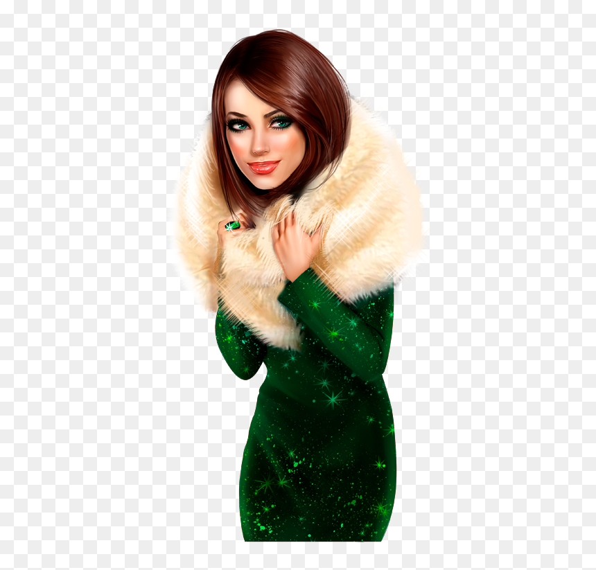 Новогодние Девушки 3 Д, HD Png Download - fur coat png