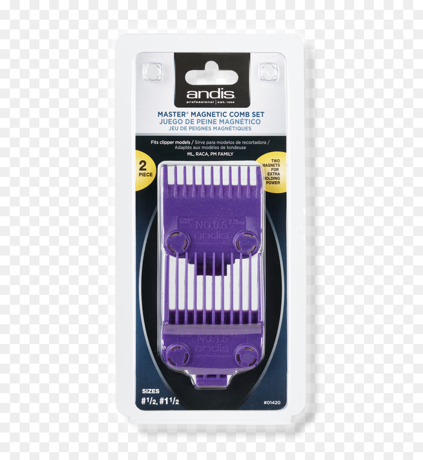 Master® Magnetic Comb Set Dual Pack - Andis Double Magnetic Guards, HD Png Download - barber comb png