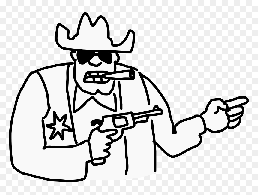 Sheriff Clip Arts - Sheriff Cartoon Black And White, HD Png Download - sheriff png