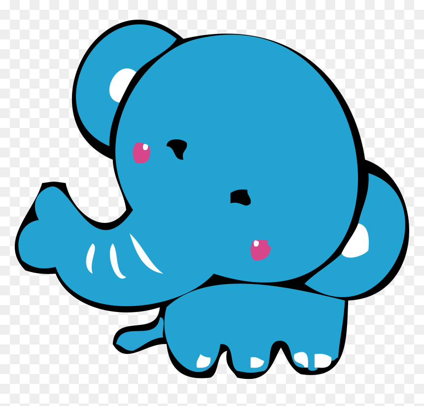 Cartoon Blue Clip Art - Blue Elephant Clip Art, HD Png Download - elephants png