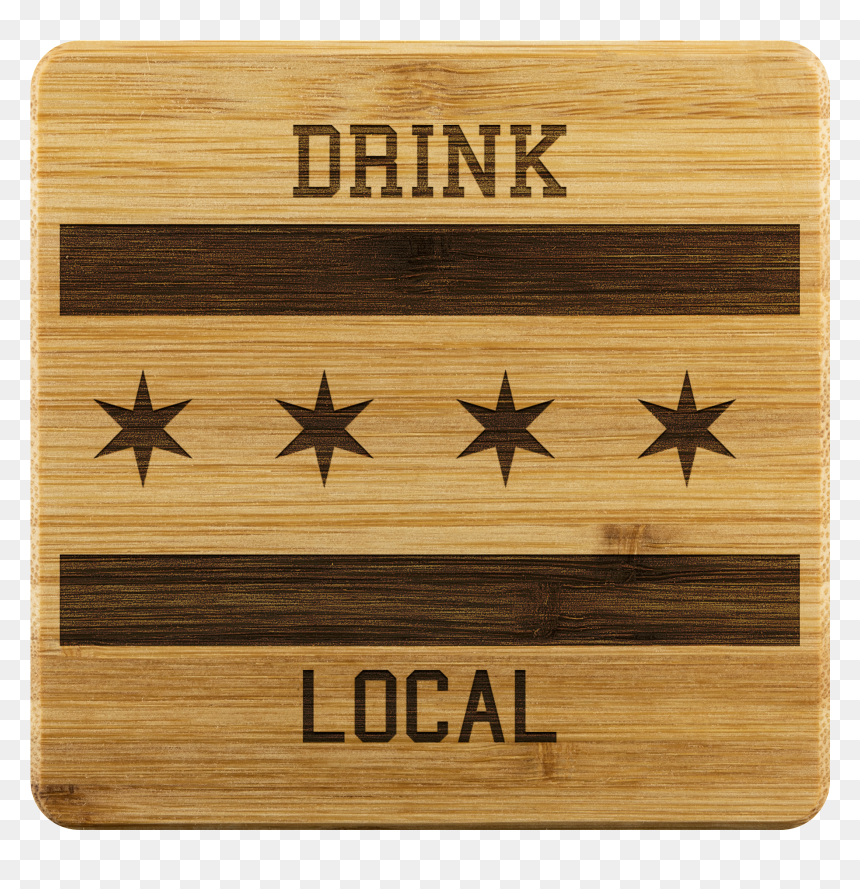 Chicago Flag Drink Local Bamboo Coaster "
 Class="lazyload - Hardwood, HD Png Download - chicago star png