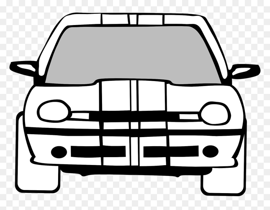 Car, Motor Sport, Race, Danger, White, Front, Outline - Front Of Car Coloring, HD Png Download - car outline png