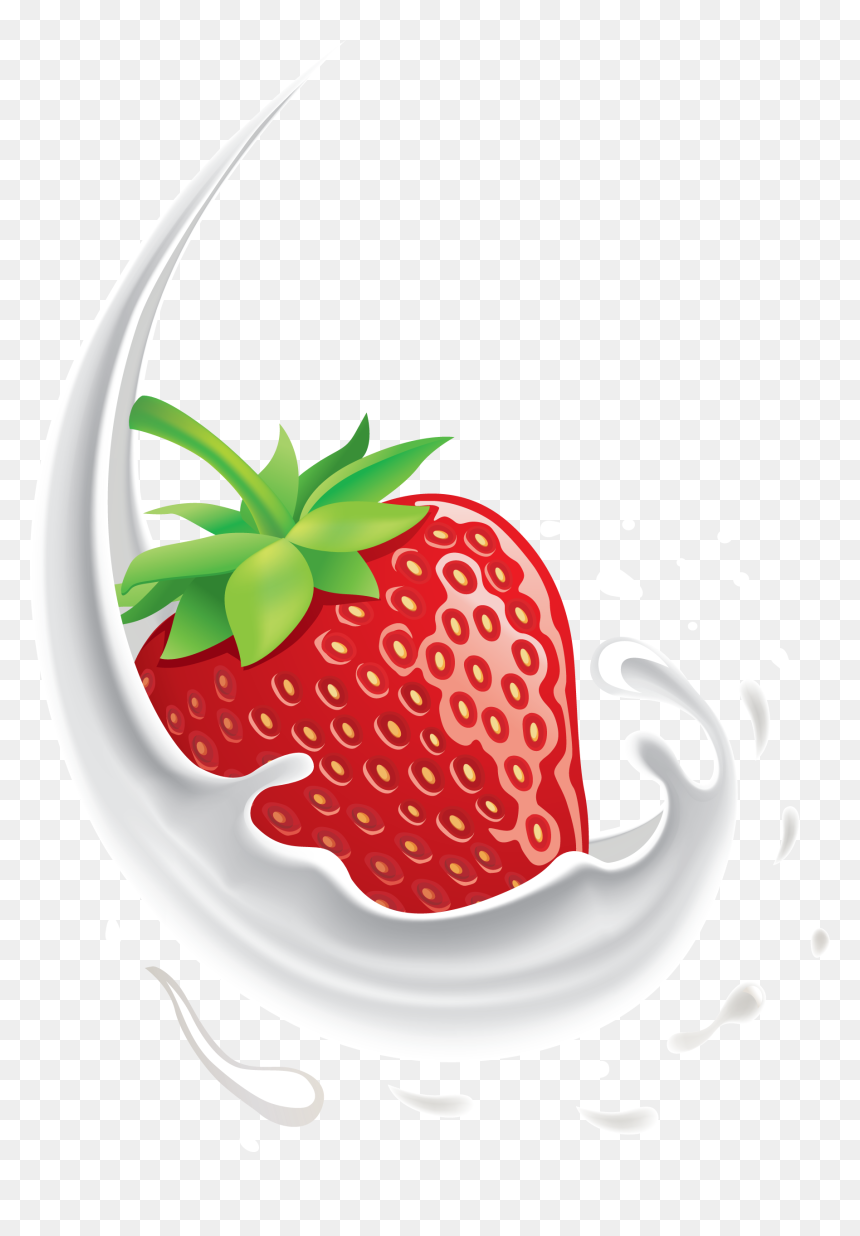 Transparent Milk Clip Art - Clipart Cartoon Strawberry, HD Png Download - strawberry clipart png