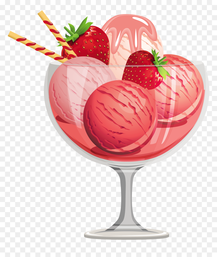 Free Clip Art Ice Cream Sundae Clipart 3 - Strawberry Ice Cream Clipart, HD Png Download - strawberry clipart png