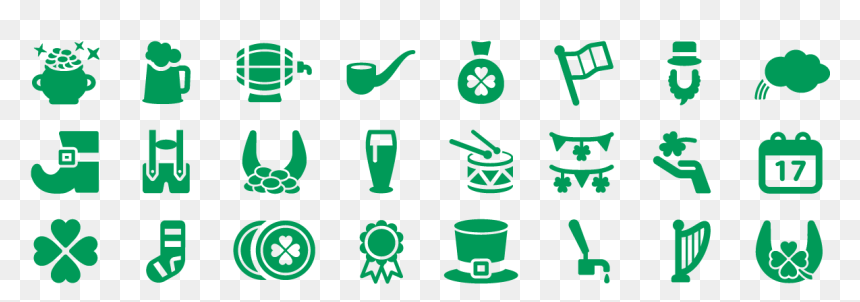 Saint Patrick Icons Copie - St Patrick's Day Icons Png, Transparent Png - st patricks day border png