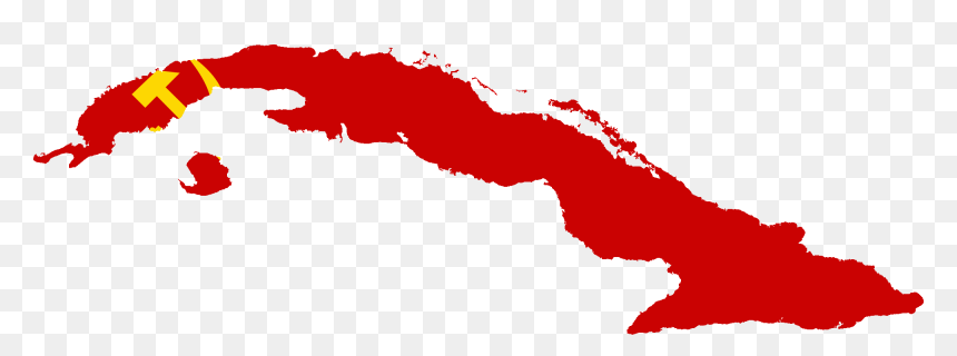 Flag Map Of Cuba - Cuba Map Black, HD Png Download - soviet union flag png