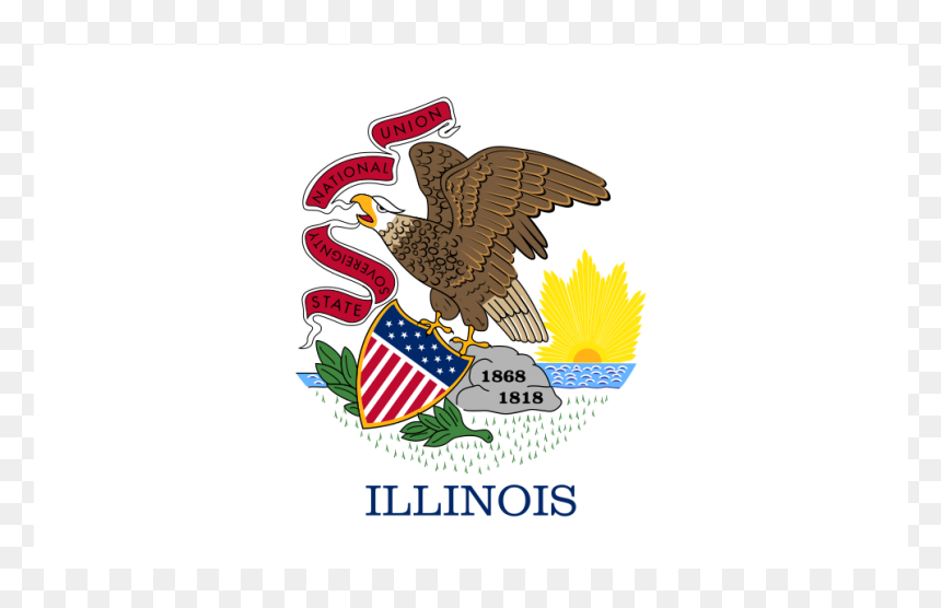 Us Il Illinois Flag Icon - Easy Illinois State Flag, HD Png Download - eagle icon png