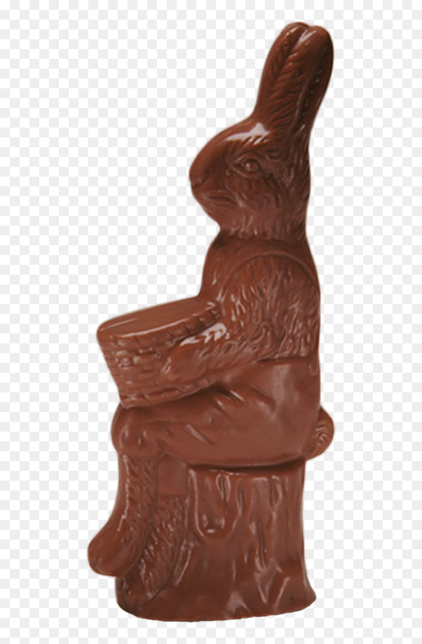 Chocolate Rabbit On Stump Is Available In Milk & Orange - Carving, HD Png Download - chocolate bunny png
