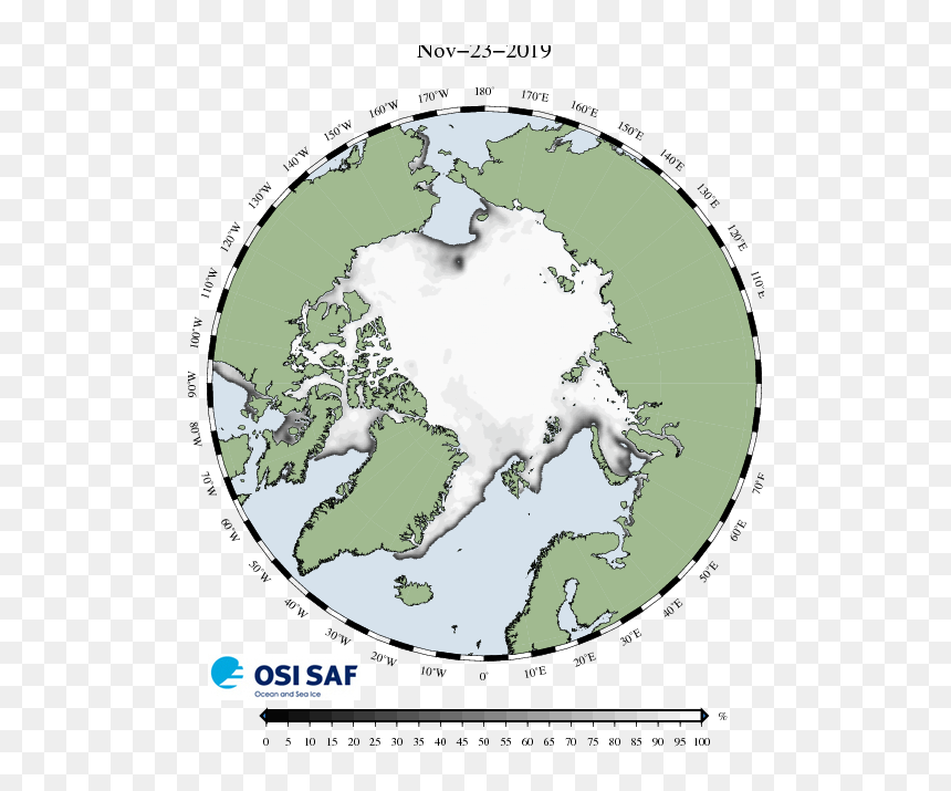 Map Of Ice Concentration For The Arctic Ocean - Population Of Arctic Regions, HD Png Download - flecha png transparente