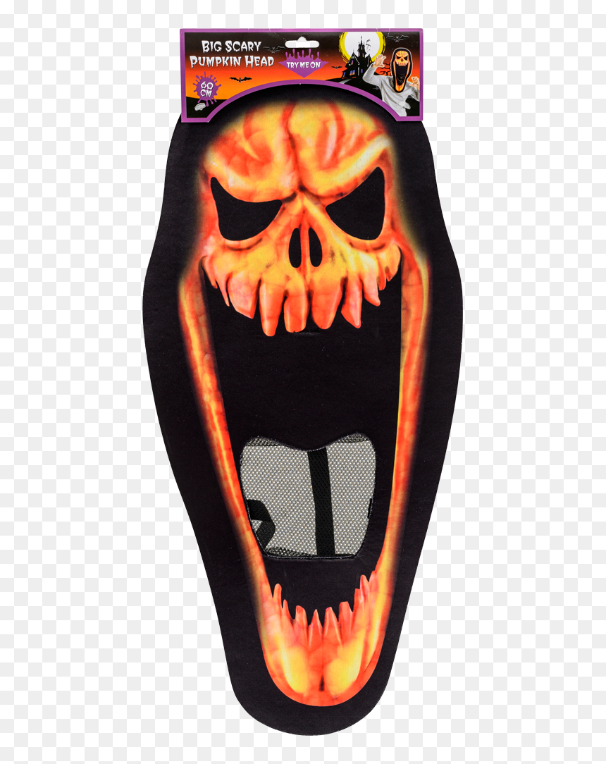 Big Scary Pumpkin Head Mask, , Large - Skull, HD Png Download - pumpkin head png
