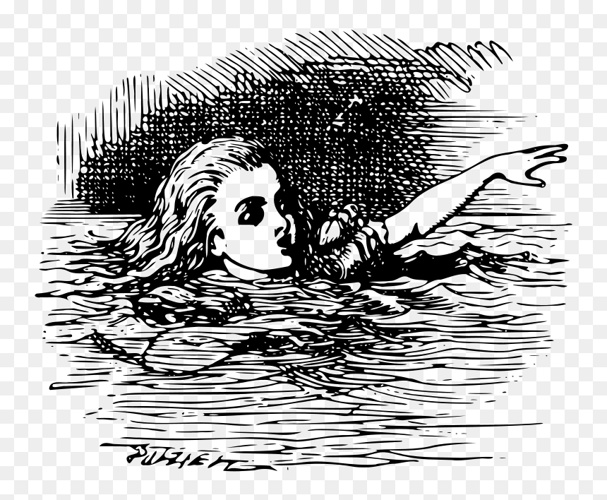 Alice In Wonderland - Alice In Wonderland Pool Of Tears, HD Png Download - swimming silhouette png