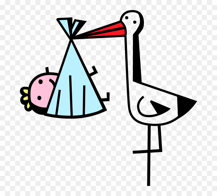 Vector Illustration Of Stork Bird Delivers Newborn, HD Png Download - baby vector png