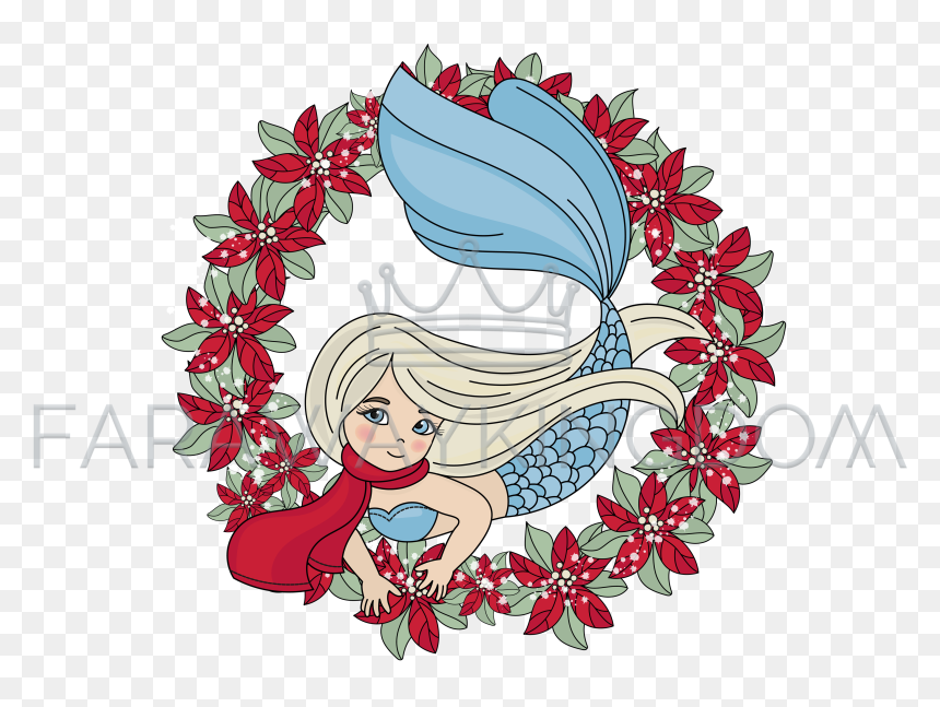 Nature Clipart Vector Illustration Mermaid - Christmas Mermaid, HD Png Download - plant vector png