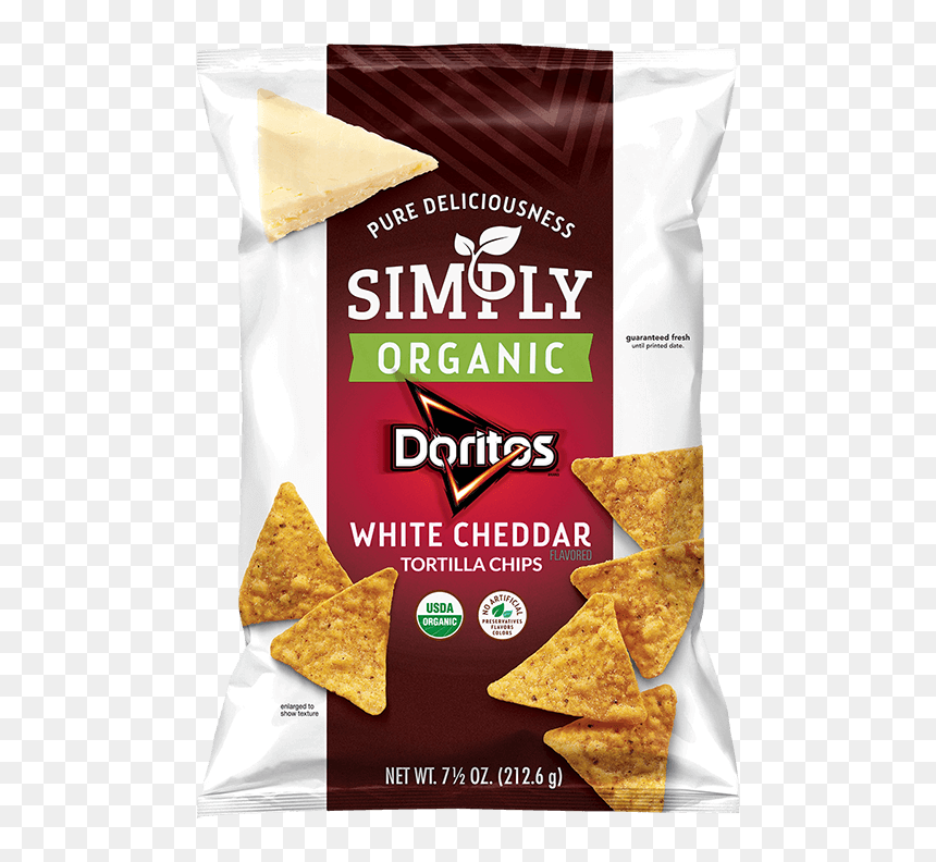 Simply Organic White Cheddar Flavored Tortilla Chips - Simply Organic Doritos White Cheddar, HD Png Download - tortilla chip png