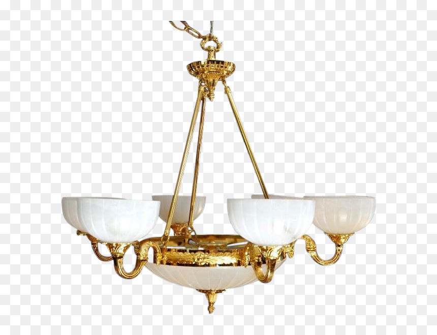 Ornate 9-light Gilt Bronze Chandelier With Alabaster - Chandelier, HD Png Download - hanging lantern png