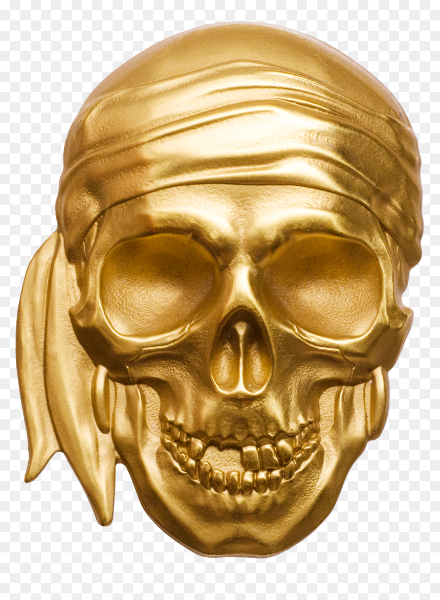 Palau - 2018 - 200 Dollars - Pirate Skull Blackbeard - Pirate Gold Coins, HD Png Download - gold skull png