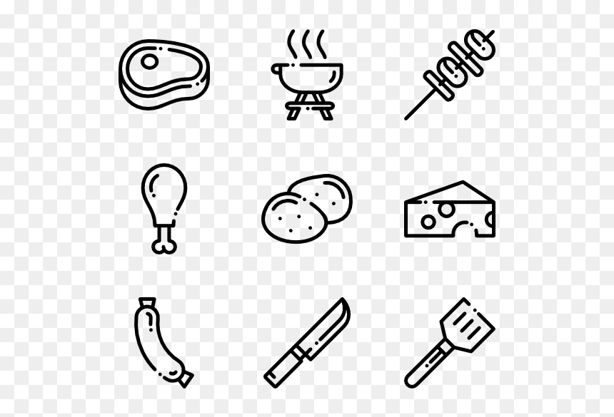 Bbq Icons, HD Png Download - grill png