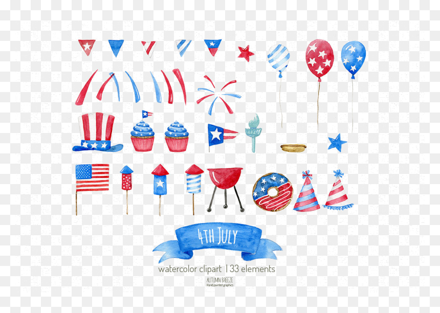 4th Of July Watercolor Clipart, HD Png Download - 4th of july png