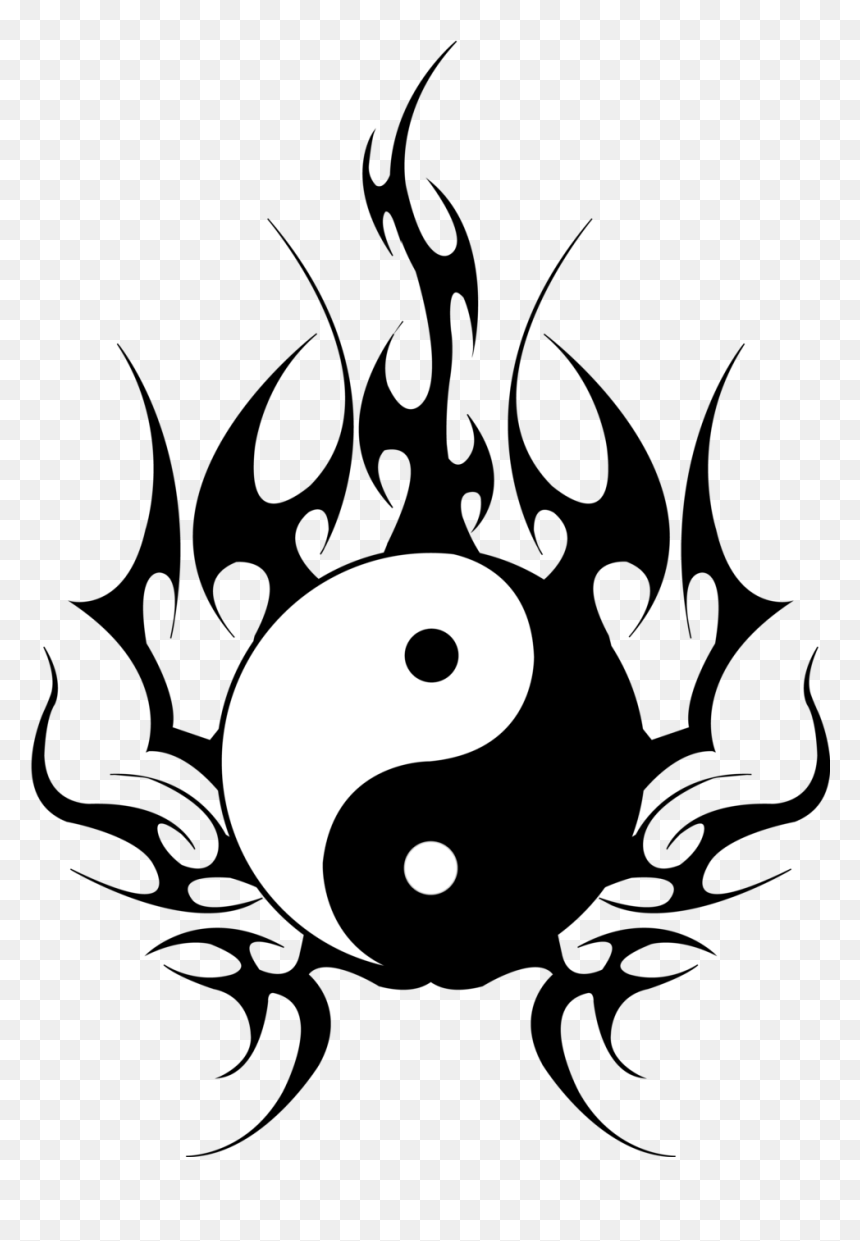 Yin Yang Tribal Design, HD Png Download - yin yang png