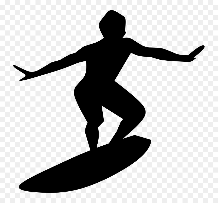 Silhouette Surf, HD Png Download - surfboard png