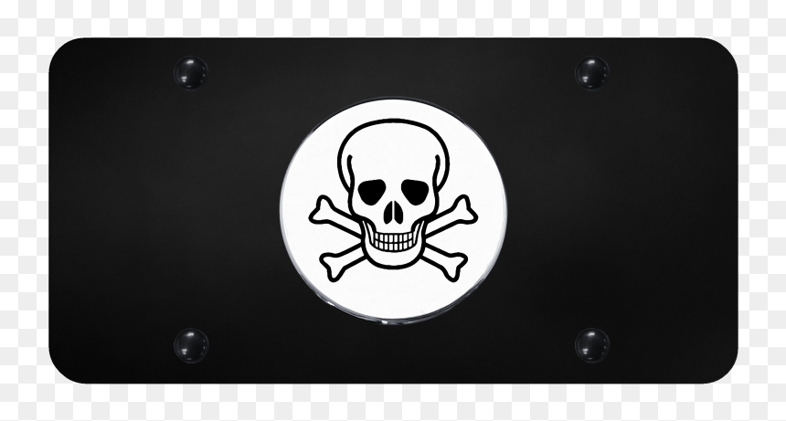 Au-tomotive Gold Skull Chrome On Black Plate - Skull And Crossbones, HD Png Download - gold skull png