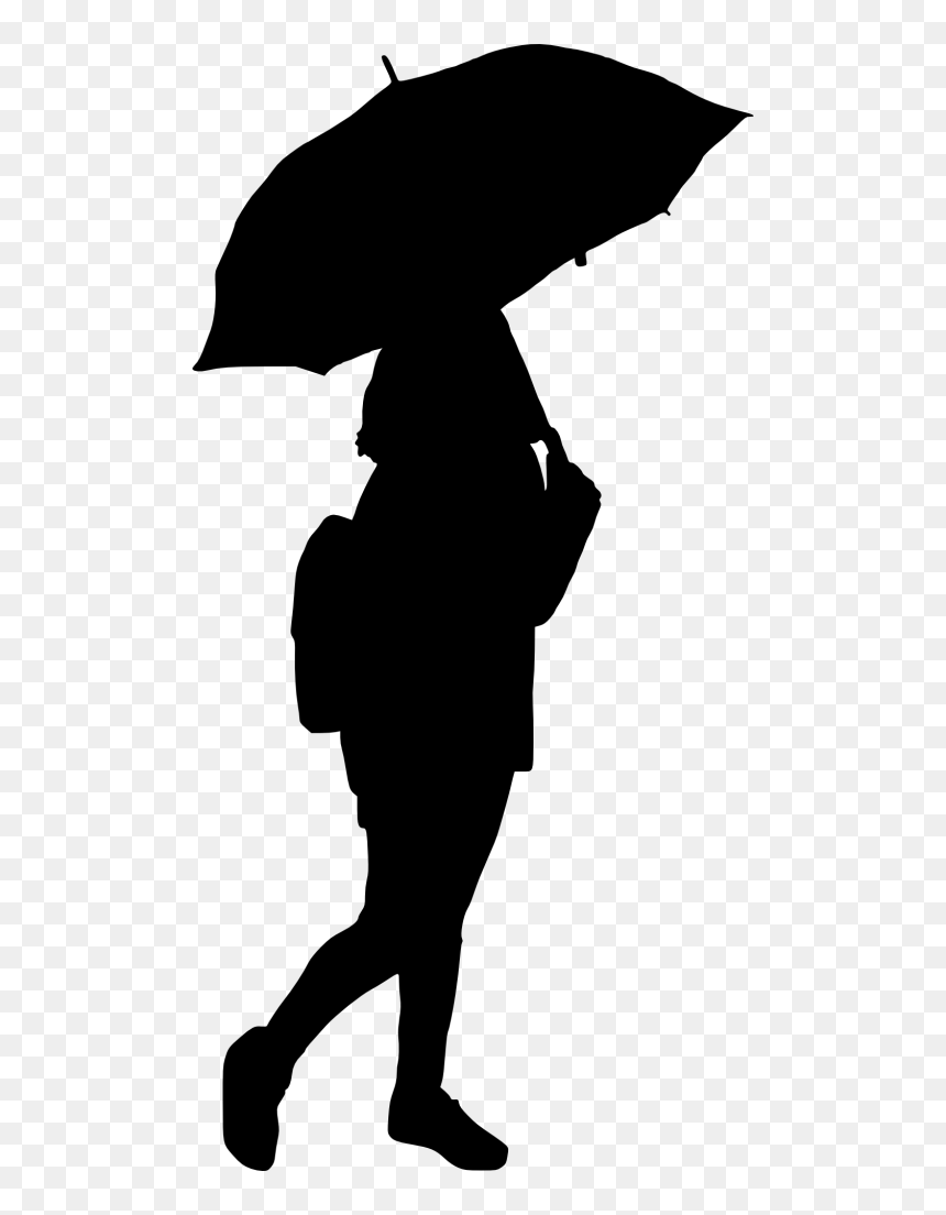 10 Woman With Umbrella Silhouette - Pretty Silhouettes With Umbrella, HD Png Download - couple silhouette holding hands png