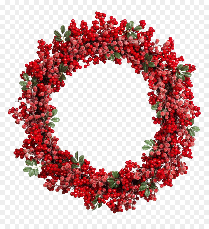 Decoration,pink Peppercorn,holly,ilex Verticillataamerican - Christmas Wreath Png Vector, Transparent Png - christmas flower png