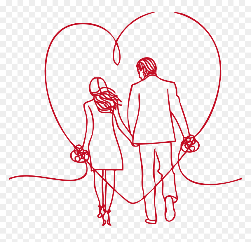 Transparent Couple Holding Hands Png - Dibujo De Una Pareja Enamorada, Png Download - couple silhouette holding hands png