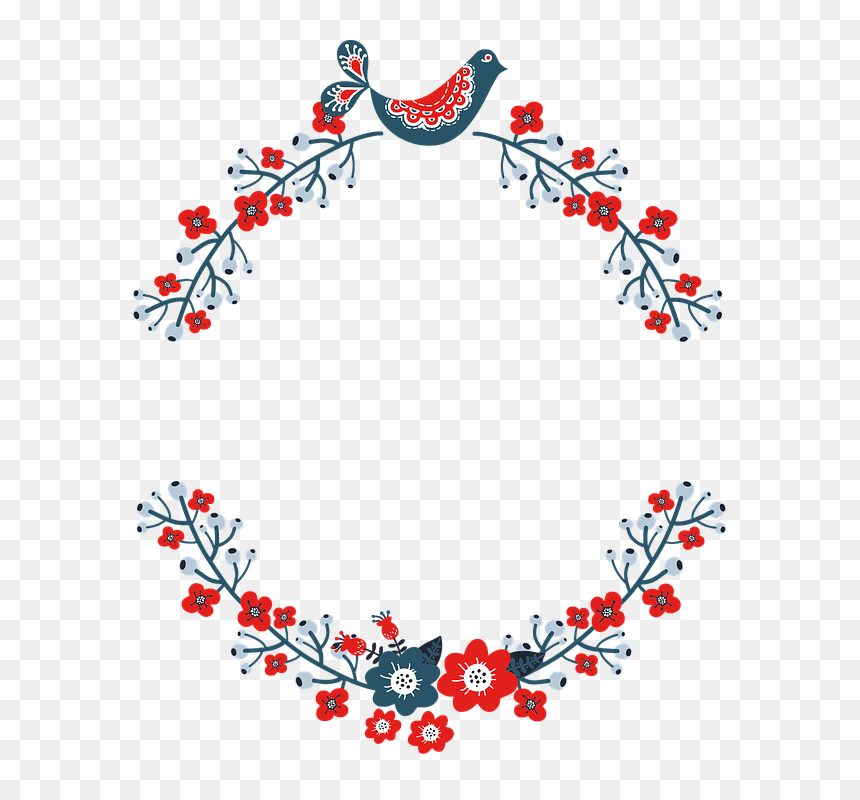 Wreath, Frame, Floral, Flourish, Border, Decorative - Merry Christmas Wishes Sticker, HD Png Download - bunga png