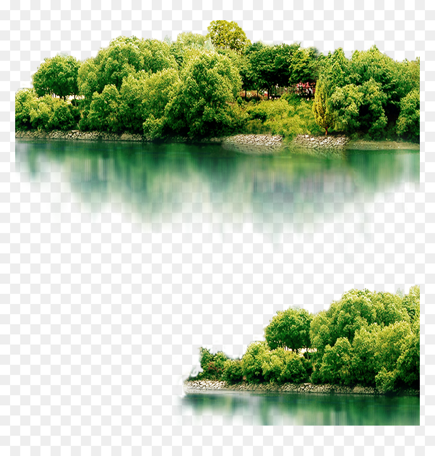 Vector Lake Mountain Scenery - Scenery Png, Transparent Png - water reflection png