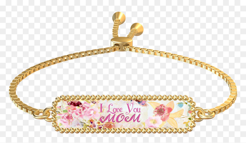I Love You Mom Gold Rectangle Bracelet - Bracelet, HD Png Download - gold rectangle png