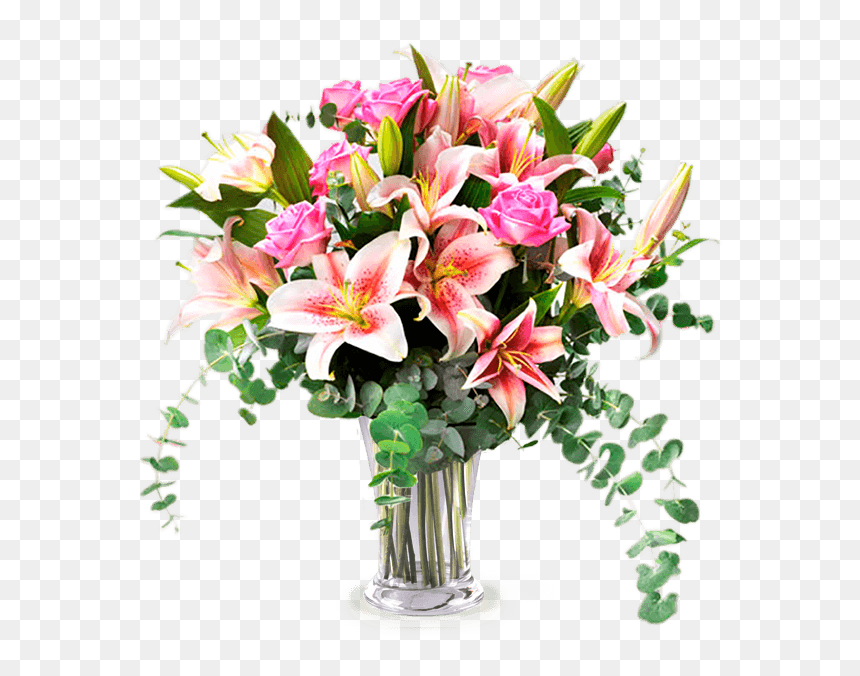 Ramo De Flores Con Lirios, HD Png Download - ramo de rosas png