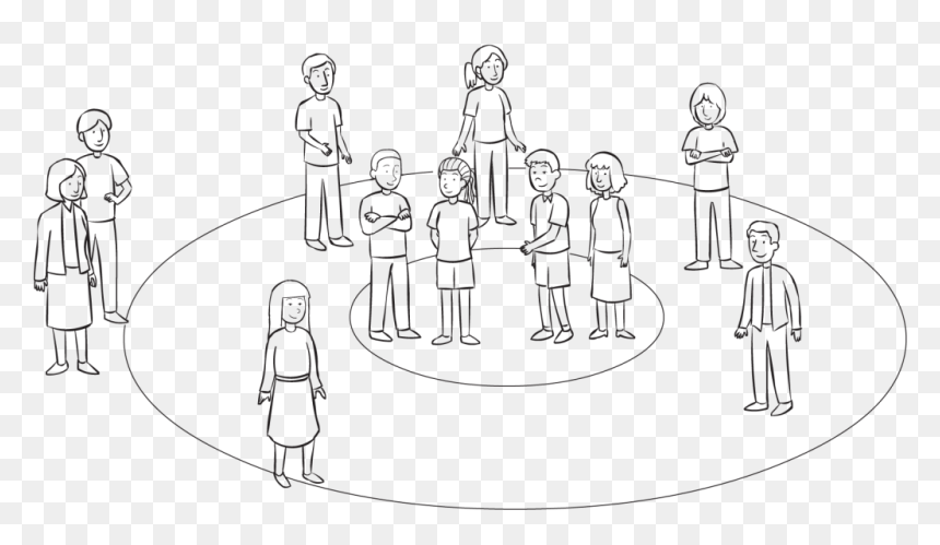 Back People Standing Over Area Covered By Three Concentric - Line Art, HD Png Download - person standing png back