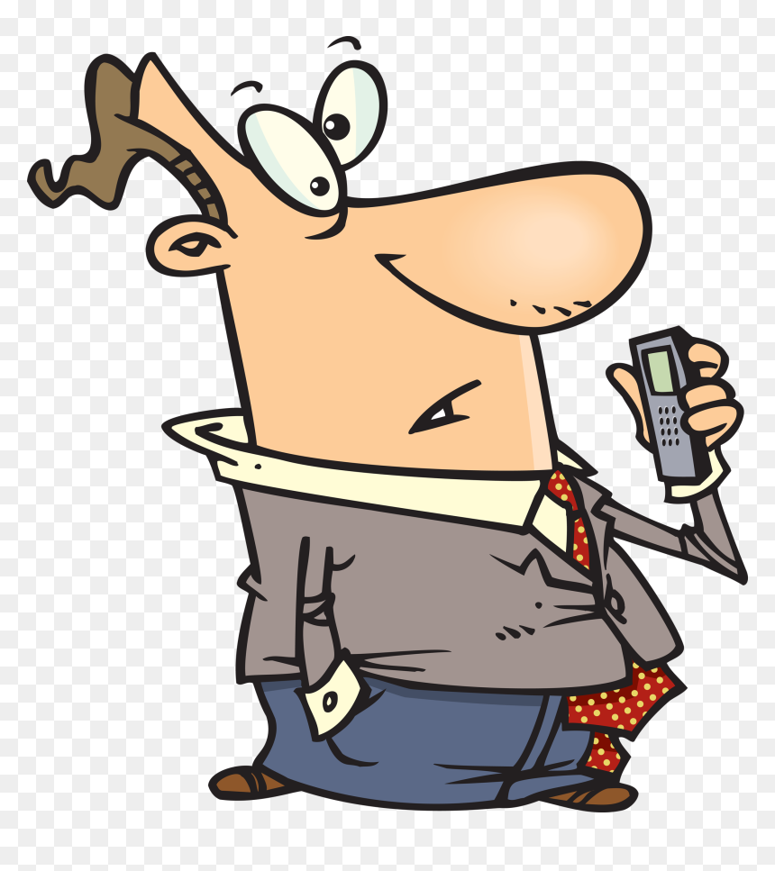 A Old Friend Of Mine Had A Lot Of Shoes She Bought - Cartoon Man On Telephone, HD Png Download - old cell phone png