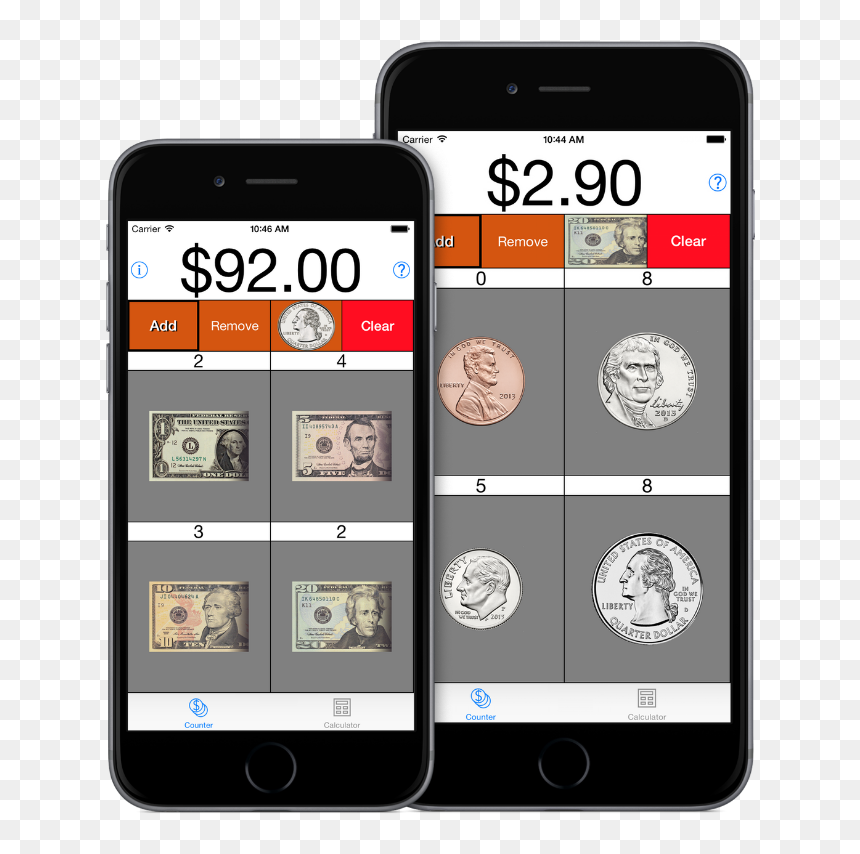 Visual Coin Calculator Running On An Iphone 6 And 6 - Visual Currency Calculator, HD Png Download - pile of coins png