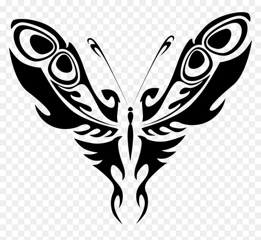 Butterfly Clip White Feather - Tribal Butterfly, HD Png Download - feather clipart png