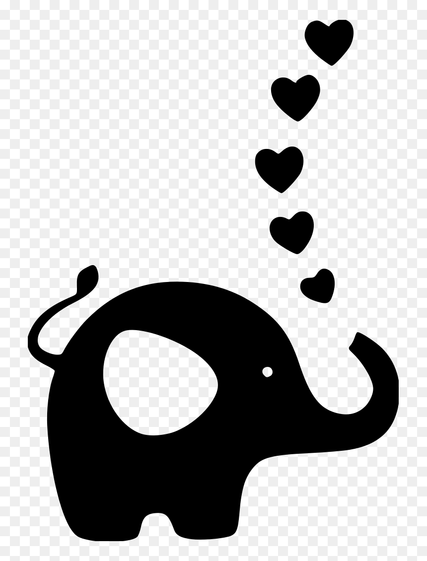 Elephant W Hearts File Size - Stencil Elefantino, HD Png Download - elefante png